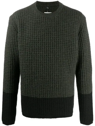 Oamc Long-sleeved Waffle Knit Jumper In Green