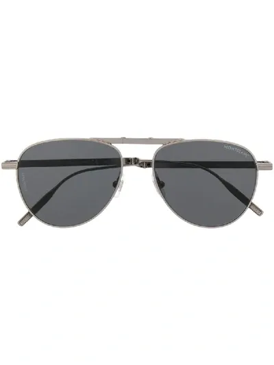 Montblanc Aviator Foldable Sunglasses In Silver