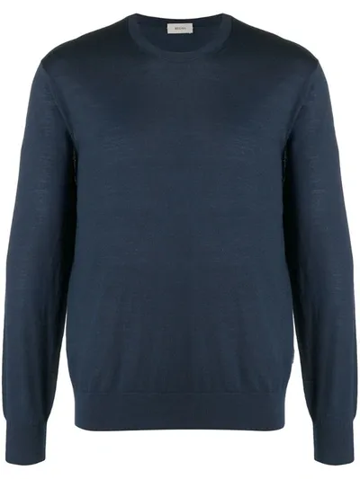 Z Zegna Crewneck Knit Jumper In Blue