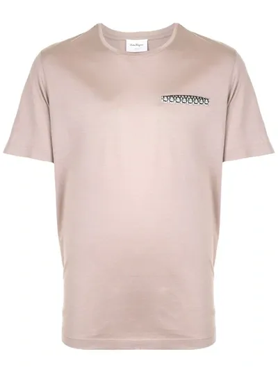 Ferragamo Gancio-trimmed T-shirt In Brown