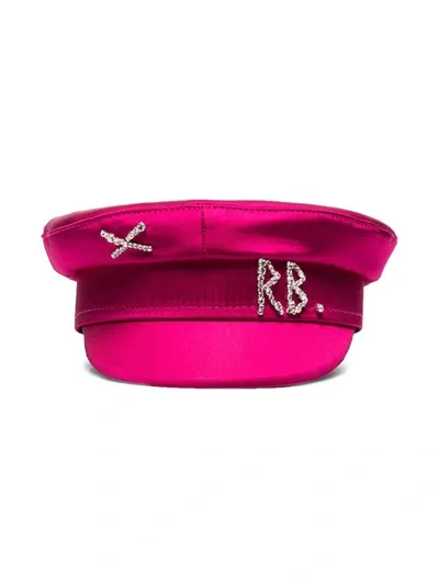 Ruslan Baginskiy Crystal-embellished Satin Baker Boy Hat In Pink