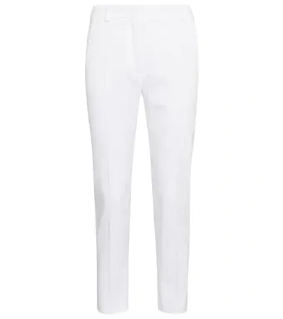 Max Mara Derrik Cropped Fringe-trimmed Crepe Slim-leg Pants In Bianco Ottico