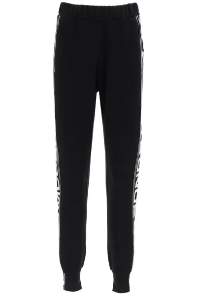 Stella Mccartney Logo Stripe Tapered Track Pants In Black