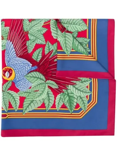 Pre-owned Hermes 1992  Les Perroquets Scarf In Blue