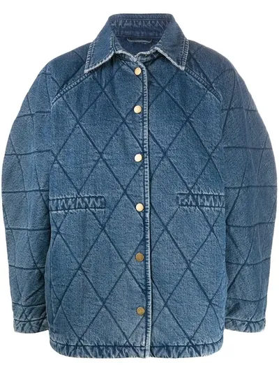 Remain Quilted Oversized Jacket In Blue