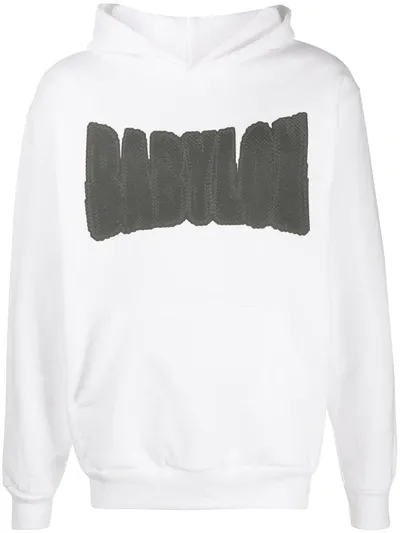 Babylon La Logo-print Long-sleeved Hoodie In White