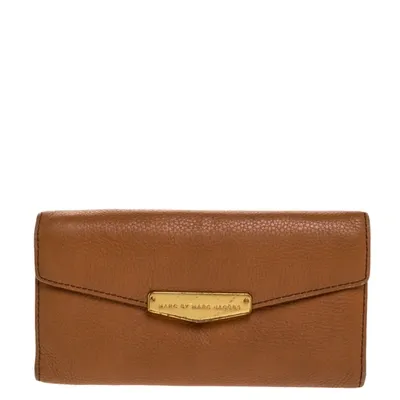 Pre-owned Marc By Marc Jacobs Tan Soft Leather Flap Trifold Continental Wallet