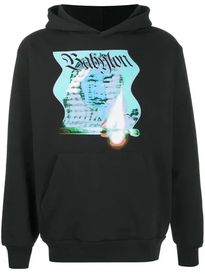 Babylon La Graphic-print Long-sleeved Hoodie In White