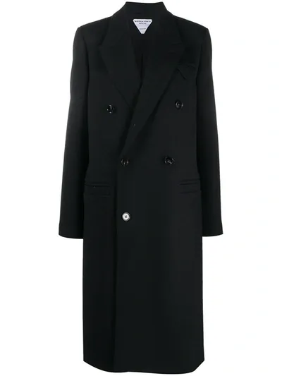 Bottega Veneta Double-breasted Midi Coat In Black