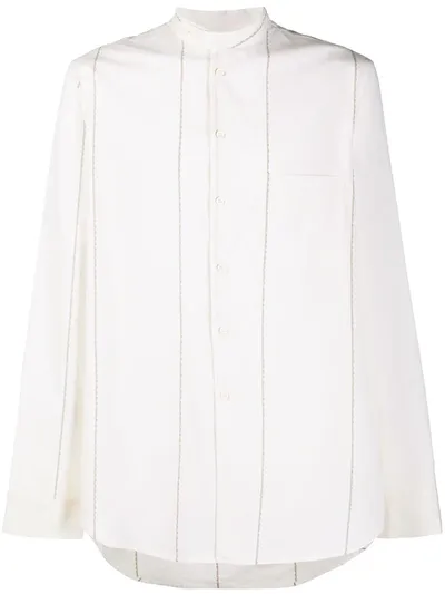 Uma Wang Mandarin Collar Stripe Shirt In Neutrals