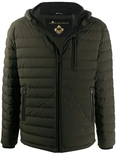 Moose Knuckles Quilted Zip-up Jacket In Green