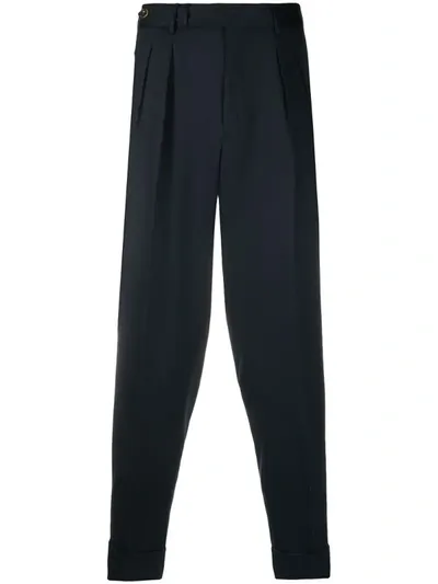 Pt01 Virgin Wool Cropped Tapered Trousers In Blue