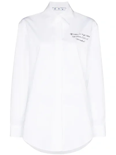 Off-white Slogan-print Buttoned Shirt In White