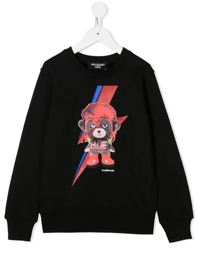 Neil Barrett Teen Graphic-print Crew Neck Sweatshirt In Black