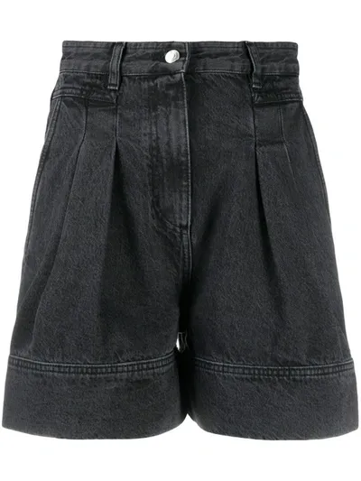 Iro Tryfin Pleated Denim Shorts In Charcoal