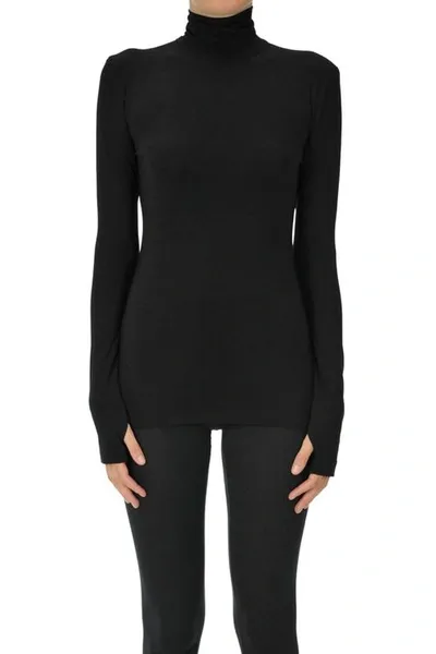 Norma Kamali Jersey Turtleneck T-shirt In Black