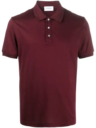 Ferragamo Cotton Polo Shirt In Red