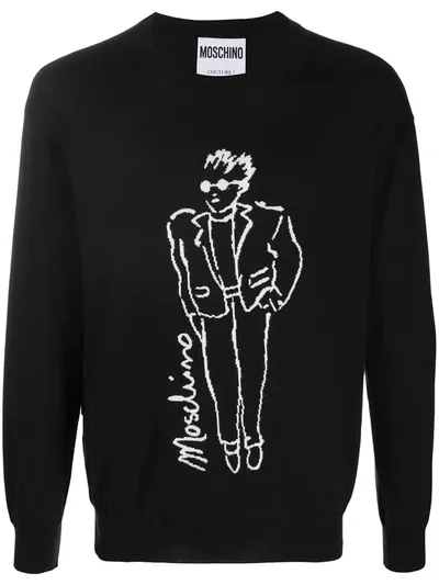 Moschino Character Motif Knitted Jumper In Black