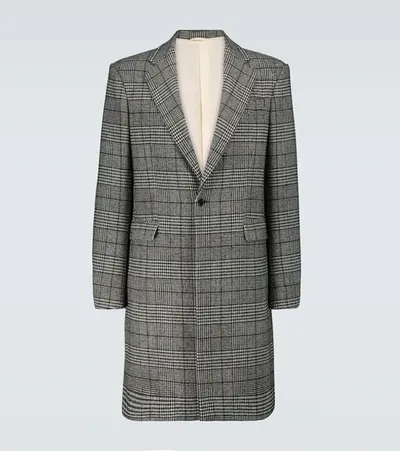 Raf Simons Monochrome Check Single-breasted Coat In Black,ecru