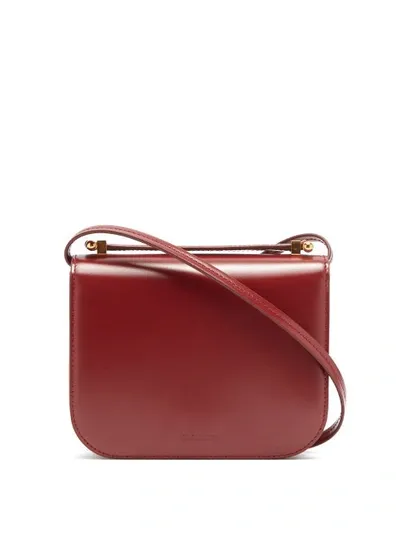 Jil Sander Logo-debossed Small Smooth-leather Shoulder Bag In Bordeaux