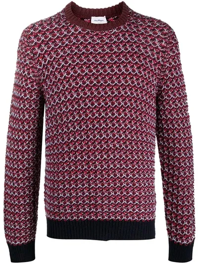 Ferragamo Men's Chunky Knit Virgin Wool Sweater In Multicolor