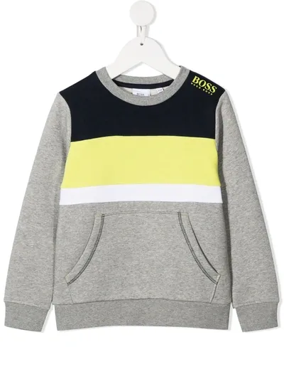 Hugo Boss Kids' Colour-block Sweatshirt In Grey