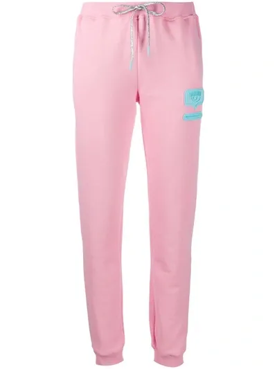 Chiara Ferragni Logo Embossed Track Trousers In Pink