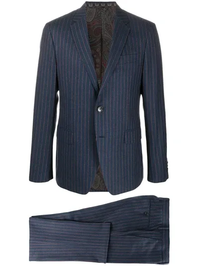 Etro Striped Two-piece Suit In Blue