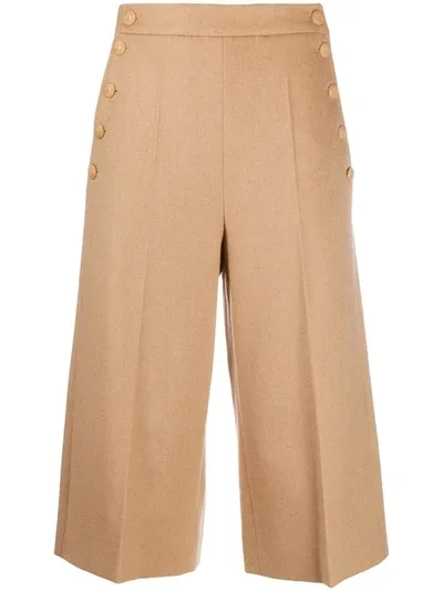 Max Mara Virgin Wool Button Shorts In Nude