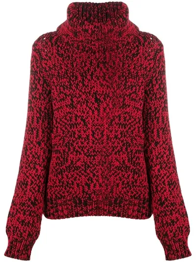 Mulberry Red And Black Wool Sweater