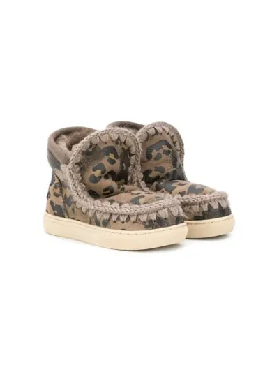 Mou Kids' Leopard-print Boots In Neutrals