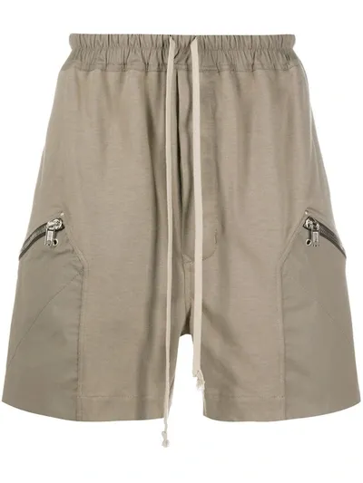 Rick Owens Drawstring Cargo Shorts In Neutrals