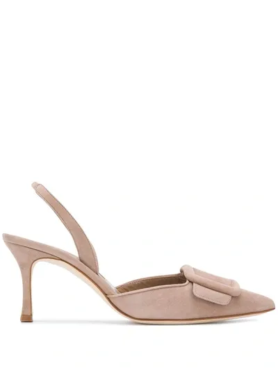 Manolo Blahnik Maysli Slingback Pointed Pumps In Neutrals