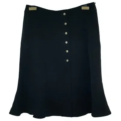 Pre-owned Versace Wool Mid-length Skirt In Black