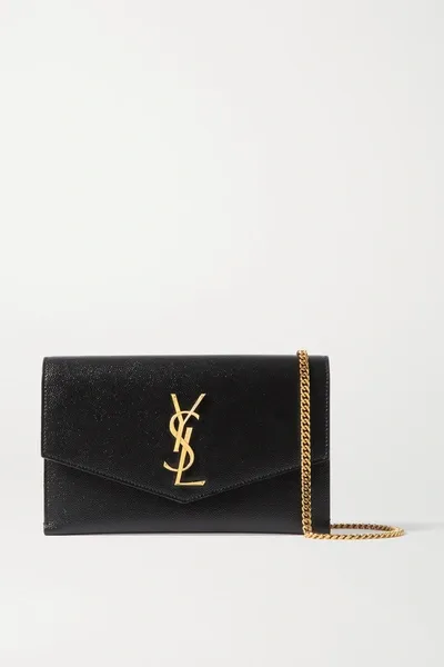 Saint Laurent Uptown Textured-leather Shoulder Bag In Black