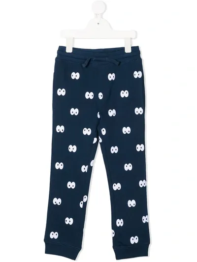 Stella Mccartney Kids' Eyes Print Track Pants In Blue