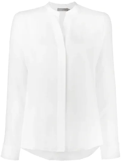 Vince Long Sleeve Tie Neck Blouse In White