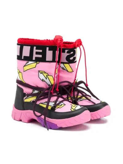 Stella Mccartney Kids' Thunder Print Nylon Ski Boots In Pink