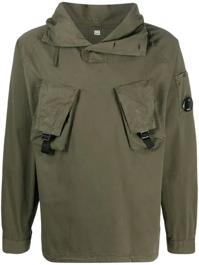 C.p. Company Lens Detail Hooded Anorak In Green