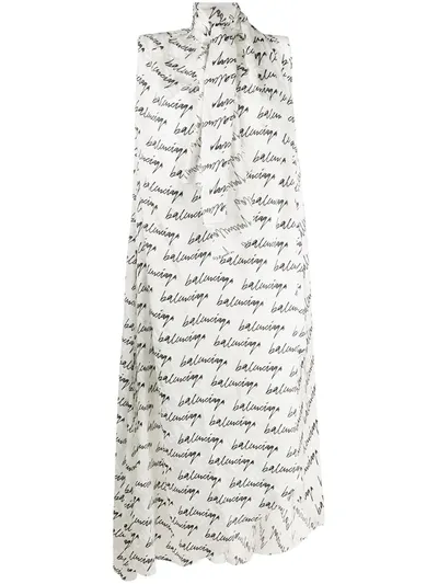 Balenciaga Stola Logo-jacquard Dress In White