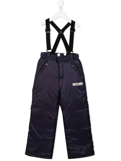 Moschino Teen Padded Suspender Ski Trousers In Blue