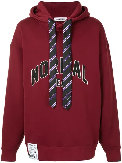 Ground Zero Tie Detail Hoodie In Red