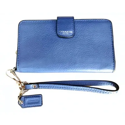 Pre-owned Coach Leather Wallet In Blue