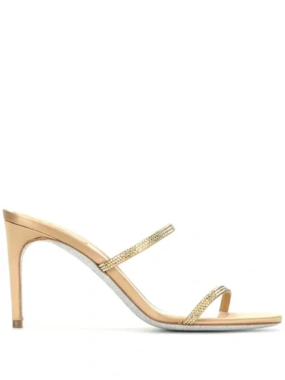 René Caovilla Rhinestone-embellished Sandals In Gold