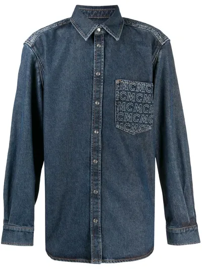 Mcm Medium Wash Denim Shirt In Blue