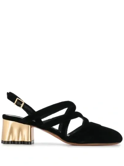 Marni Velvet Strappy Pumps In Black