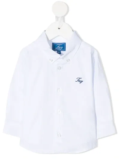 Fay Babies' Embroidered-logo Button-up Shirt In White