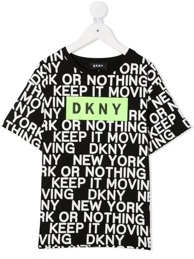 Dkny Kids' Graphic-print Cotton T-shirt In Black