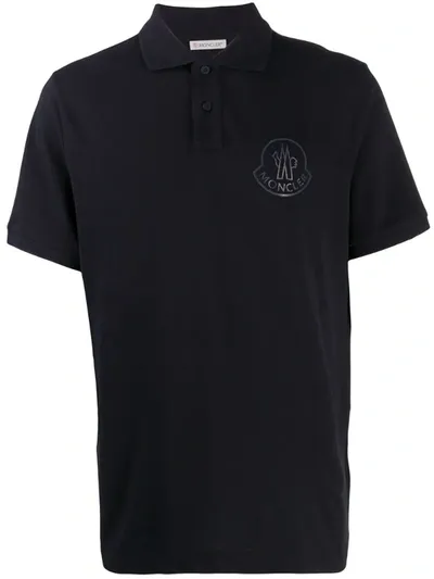 Moncler Logo-print Polo Shirt In Blue