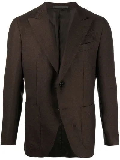 Caruso Single-breasted Blazer In Brown